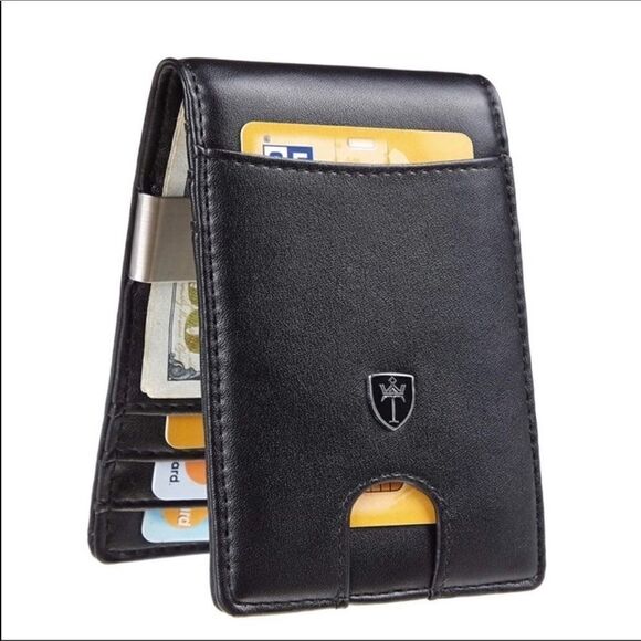 Leather Wallet with Money Clip Credit Card Holder - Picture 3 of 7